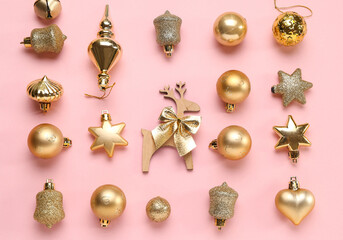 Fototapeta premium Beautiful Christmas composition on color background