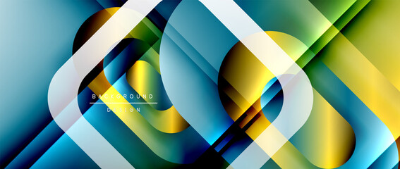 Vector geometric abstract background with lines and modern forms. Fluid gradient with abstract round shapes and shadow and light effects