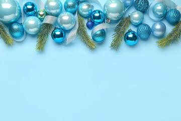 Beautiful Christmas composition on color background