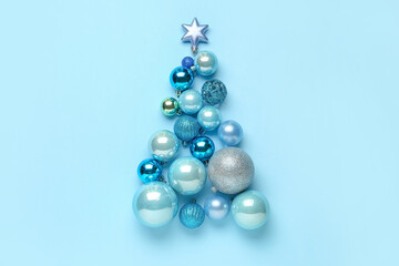 Beautiful Christmas composition on color background