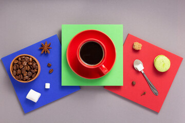 cup of coffee at abstract background