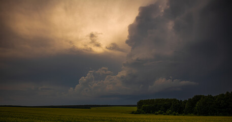 storm clouds over the fields