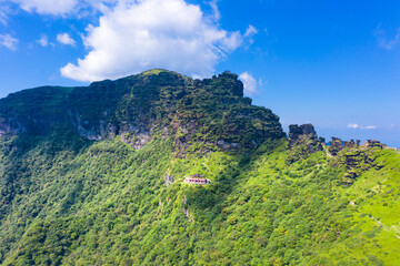 Obraz premium Aerial view of Mount Fanjing, Tongren City, Guizhou Province, China