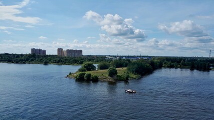 Fototapeta premium View of the river (Sky, green, river)