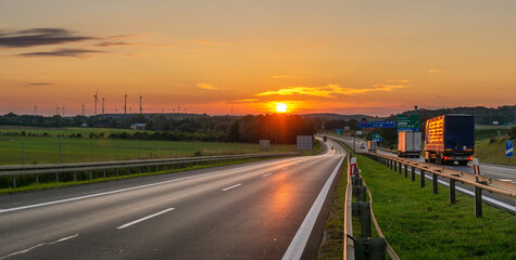 sunset over the highway