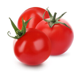 Whole red fresh tomatoes on white background