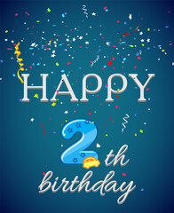 Fototapeta premium Happy Birthday typography vector design for greeting cards and poster with balloon, confetti and gift box, design template for birthday celebration.