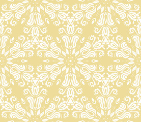 Orient vector classic pattern. Seamless abstract yellow and white background with vintage elements. Orient background. Ornament for wallpaper and packaging