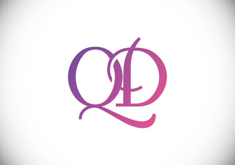 Initial Monogram Letter Q D Logo Design Vector Template. Q D Letter Logo Design