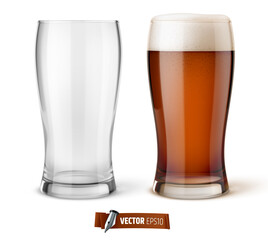 Verres de bière vectoriels sur fond blanc 1