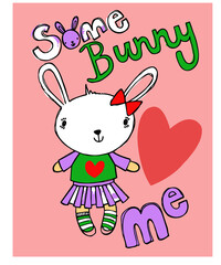 Rabbit image vector illustration for T shirt or cards