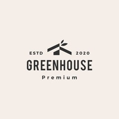 green house leaf hipster vintage logo vector icon illustration