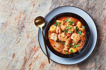 chicken arrabbiata stew with lentil and potato