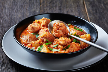 chicken arrabbiata stew with lentil and potato