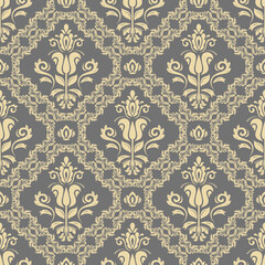 Orient vector classic gray and golden pattern. Seamless abstract background with vintage elements. Orient background. Ornament for wallpaper and packaging