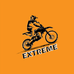 Vector illustration with black motocross and text extreme.