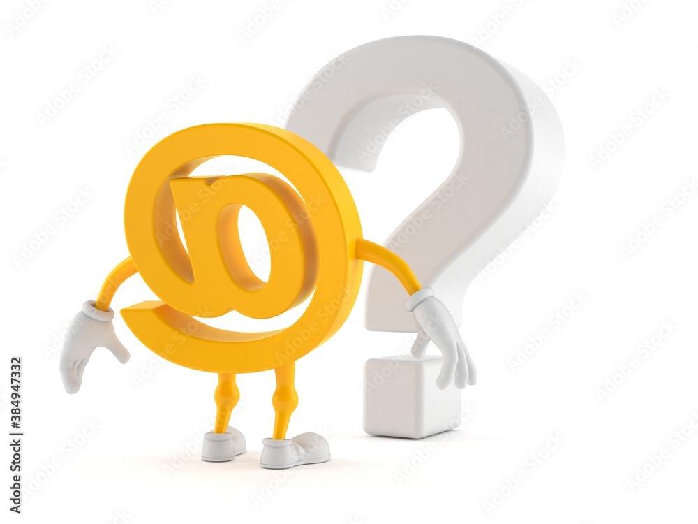 Sticker e-mail character looking at question mark symbol