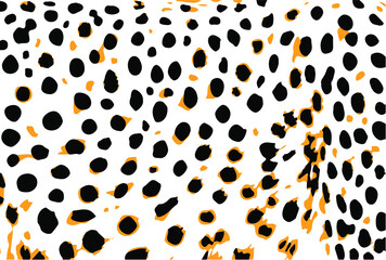 Leopard cheetah spotted fur texture. Vector orange yellow white black