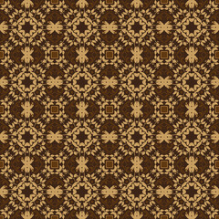 Beautiful flower motifs on Jogja batik design with blend golden and dark brown color.