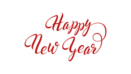 Fototapeta na wymiar Happy new year hand lettering calligraphy isolated on white background.