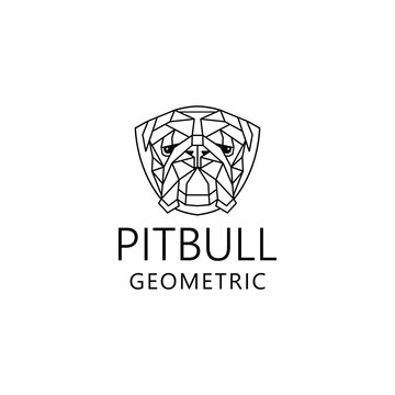 Dog Pitbull Geometric logo design Vector