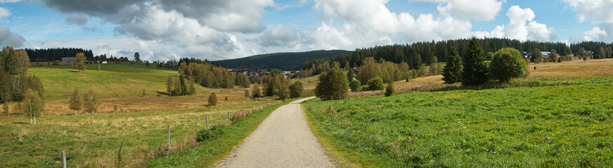 Fototapeta na wymiar Panoramic view of the village Kvilda,Prachatice District,South Bohemian Region,Czech republic,Europe 