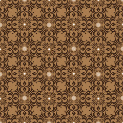 The beauty of flower design on Tradisional Javanese batik with dark brown color design.