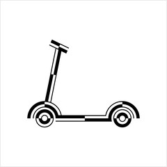 Kick Scooter Icon, Push Scooter Icon, Street Vehicle Running With Human Kick Push