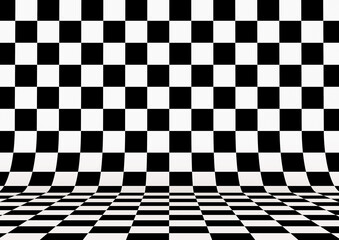 Perspective checkered square background.