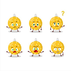 Cartoon character of christmas ball yellow with what expression