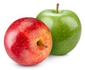One green apple and one red apple. Apple isolated on white background clipping path.
