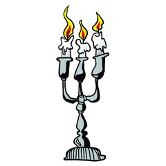 illustration of a burning candle in a candlestick