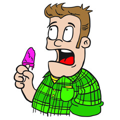 scared man with ice cream