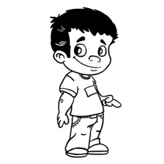 smiling boy pointing