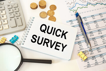 Quick Survey inscription on notebook