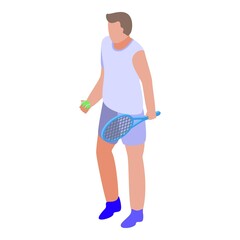 Weekend tennis playing icon. Isometric of weekend tennis playing vector icon for web design isolated on white background