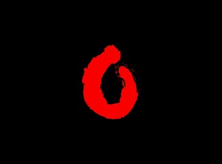 Fototapeta premium O Horror bloody, scary vector letter. Insane Fear brutal, scream font. Wicked night theme style design. Hand writing eps10 illustration