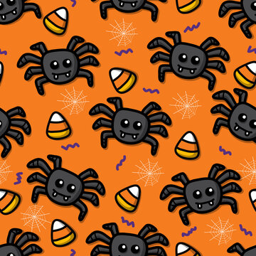 Cute Halloween pattern, Vector hand drawn illustration. good for background, print textile, paper, etc.