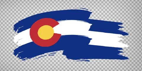 Foto op Canvas Flag of Colorado from brush strokes. United States of America.  Flag Colorado on transparent background for your web site design, app, UI. Stock vector. Vector illustration EPS10. © katarinanh