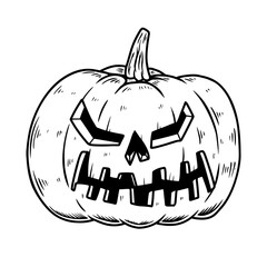 Illustration of scary halloween pumpkin. Design element for poster,card, banner, sign, emblem. Vector illustration