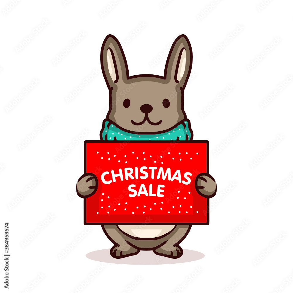 Wall mural bunny with christmas sale banner