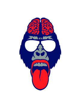 gorille grand singe tire la langue fantaisie