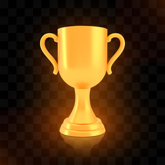 Winner cup award, golden trophy logo isolated on black transparent background - 384961974