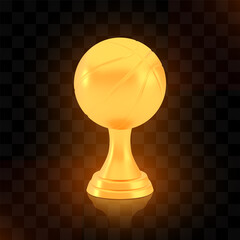 Winner basketball cup award, golden trophy logo isolated on black transparent background - 384962170