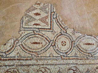 Mosaic in Kourion Archaeological Site, Cyprus. The remains of once majesitc floor tiles.