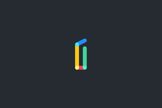 Minimal Geometrical Abstract Letter i Dark Background Logo Template