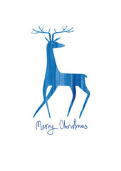 Christmas greeting card with watercolor deer.