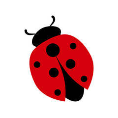 Ladybug colored icon. Flat graphic illustration. Cartoon shape of popular insect in black and red