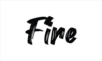  Fire Typography Hand drawn Brush lettering words in Black text and phrase isolated on the White background