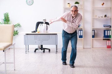 Old man patient visiting dead doctor